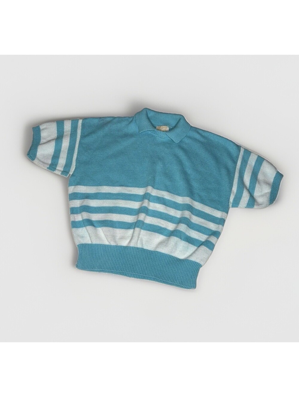 Vintage 1980s Gap Turquoise Blue & White Short-Sleeve Sweat-